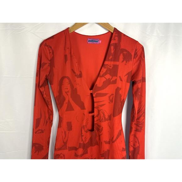 Edikted Dolls Kill Pop Art Girly Goth Red Cutout Bodycon Mini Dress Size S - Picture 2 of 9